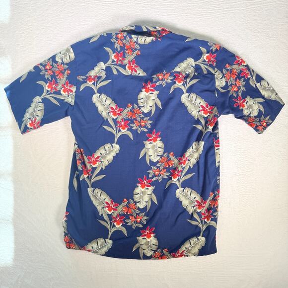 Puritan Mens Blue Tropical Hawaiian Floral Print Short Sleeve Button Up Shirt S - Picture 6 of 6